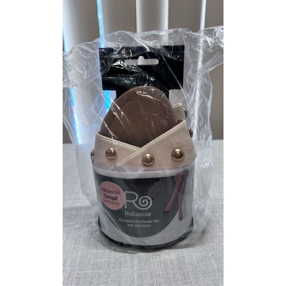 Rollasole Sandstorm Women's Slip-On Studded Folded Sandals Cream Size 5.5-6.5